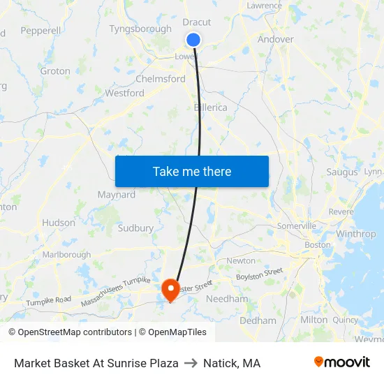 Market Basket At Sunrise Plaza to Natick, MA map