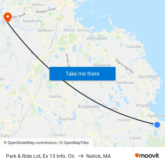 Park & Ride Lot, Ex 13 Info. Ctr. to Natick, MA map