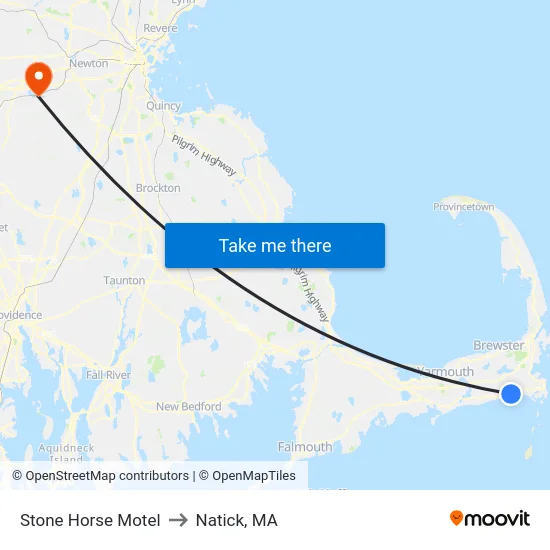 Stone Horse Motel to Natick, MA map