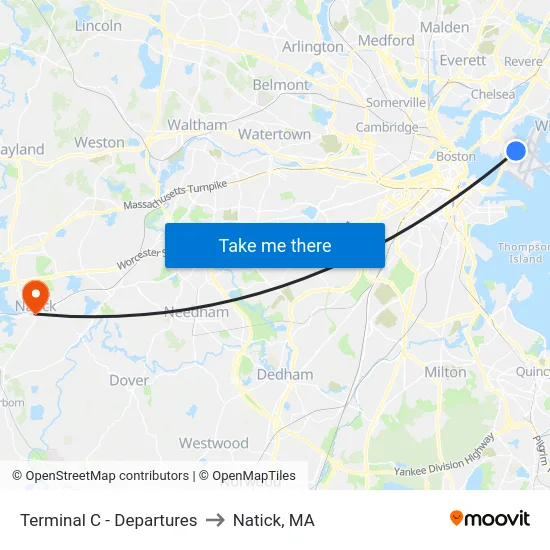 Terminal C - Departures to Natick, MA map