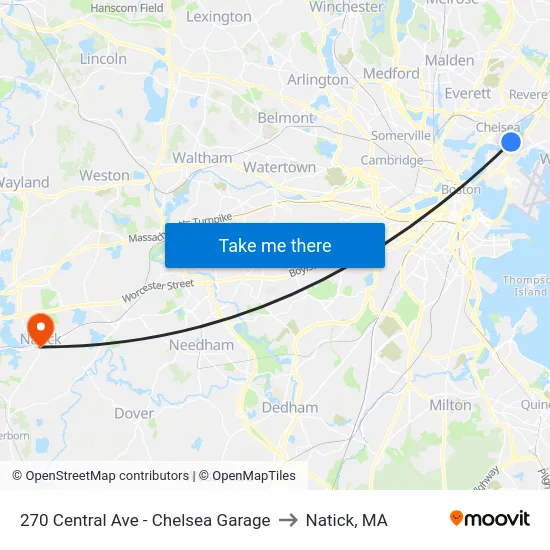 270 Central Ave - Chelsea Garage to Natick, MA map
