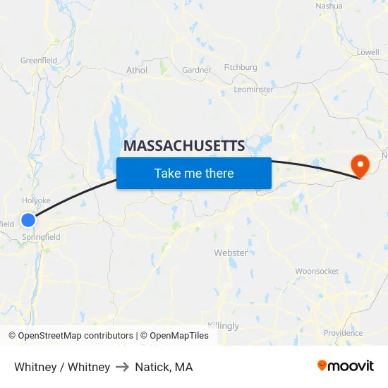 Whitney / Whitney to Natick, MA map