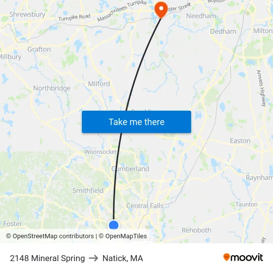 2148 Mineral Spring to Natick, MA map
