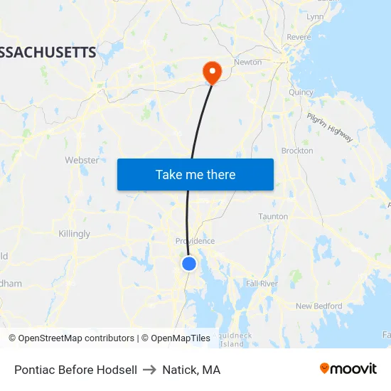 Pontiac Before Hodsell to Natick, MA map