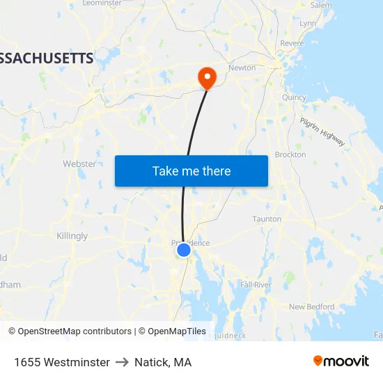 1655 Westminster to Natick, MA map