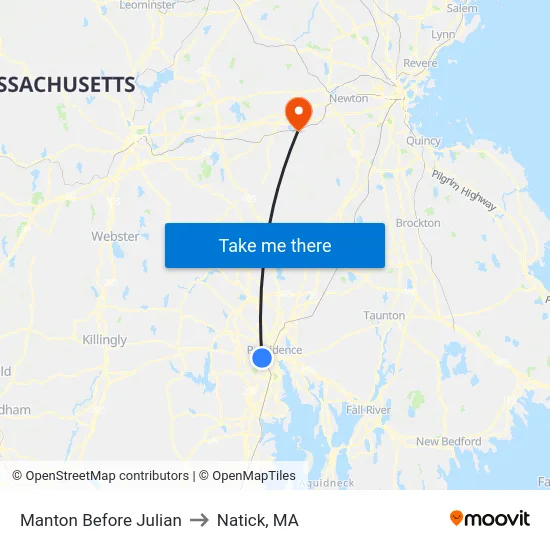 Manton Before Julian to Natick, MA map