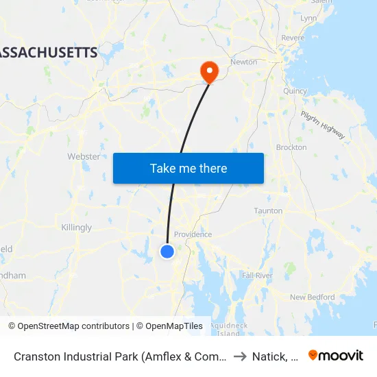 Cranston Industrial Park (Amflex & Comstock) to Natick, MA map