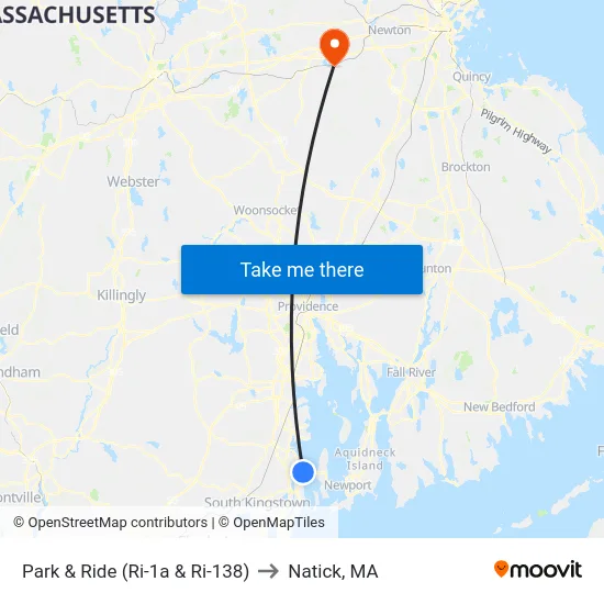 Park & Ride (Ri-1a & Ri-138) to Natick, MA map