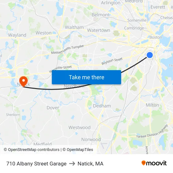 710 Albany Street Garage to Natick, MA map
