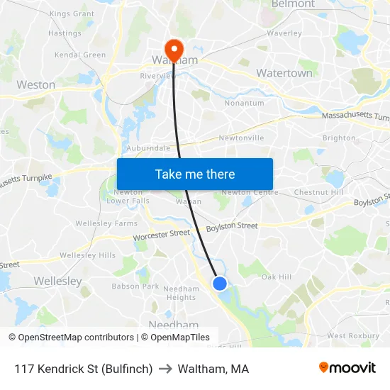 117 Kendrick St  (Bulfinch) to Waltham, MA map