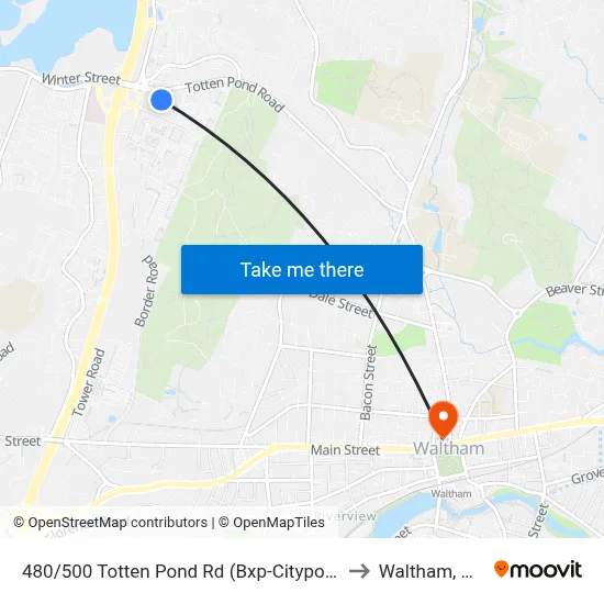 480/500 Totten Pond Rd  (Bxp-Citypoint) to Waltham, MA map