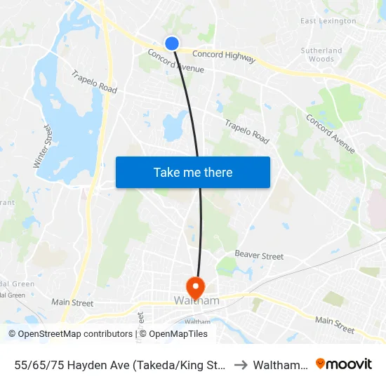 55/65/75 Hayden Ave  (Takeda/King St Properties) to Waltham, MA map