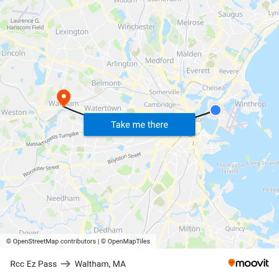 Rcc Ez Pass to Waltham, MA map