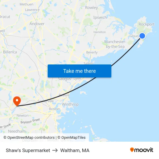 Shaw's Supermarket to Waltham, MA map