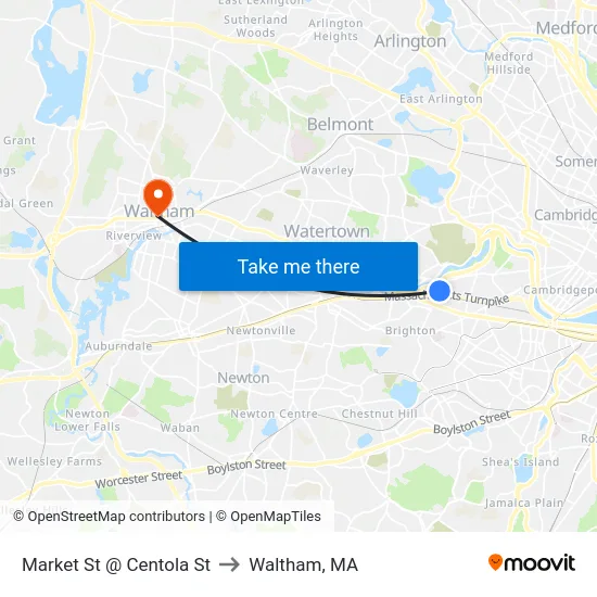 Market St @ Centola St to Waltham, MA map
