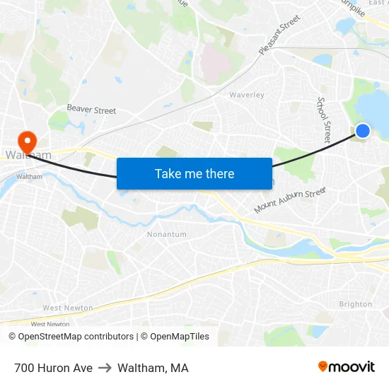 700 Huron Ave to Waltham, MA map