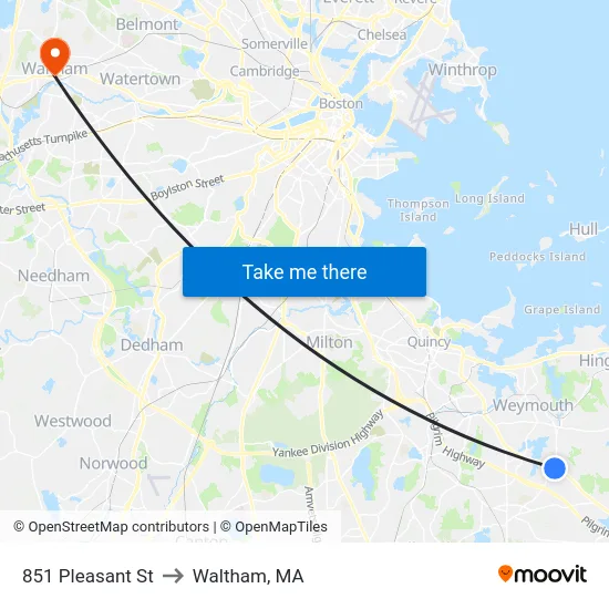 851 Pleasant St to Waltham, MA map