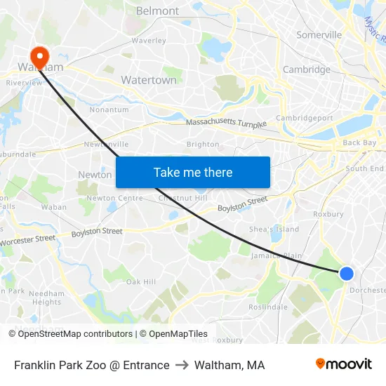 Franklin Park Zoo @ Entrance to Waltham, MA map