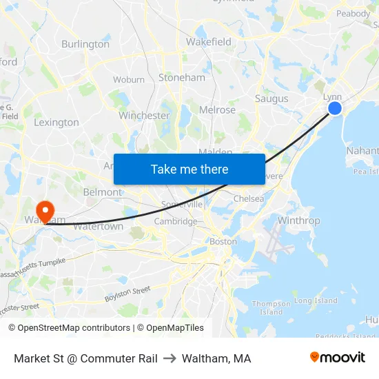 Market St @ Commuter Rail to Waltham, MA map