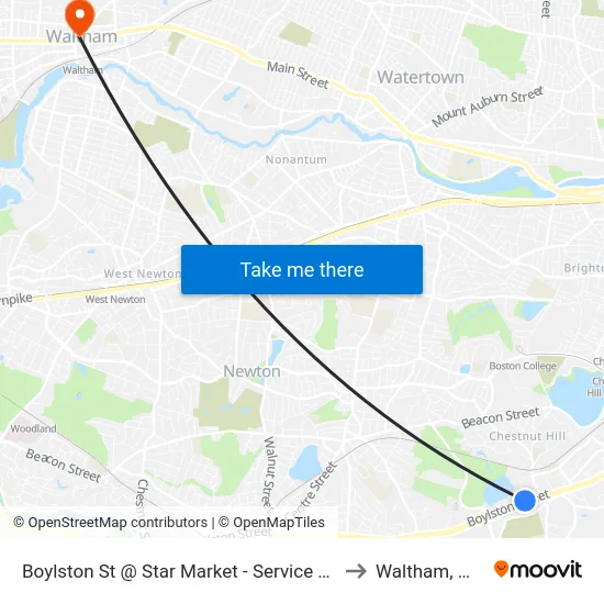 Boylston St @ Star Market - Service Rd to Waltham, MA map