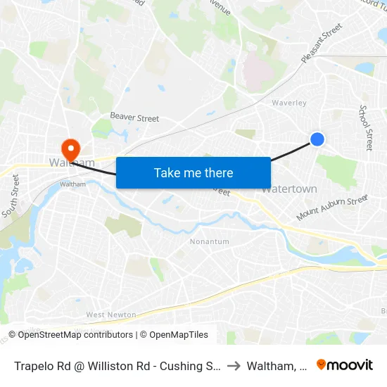 Trapelo Rd @ Williston Rd - Cushing Square to Waltham, MA map