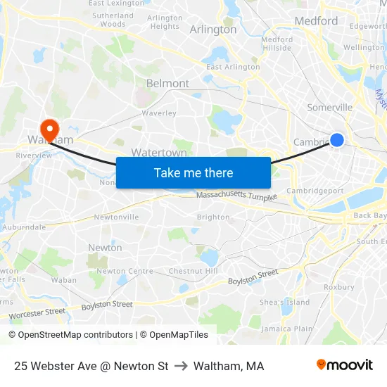 25 Webster Ave @ Newton St to Waltham, MA map