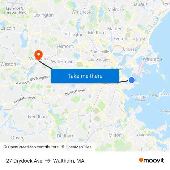 27 Drydock Ave to Waltham, MA map