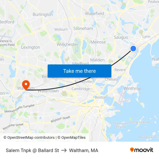 Salem Tnpk @ Ballard St to Waltham, MA map