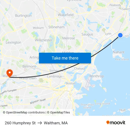 260 Humphrey St to Waltham, MA map