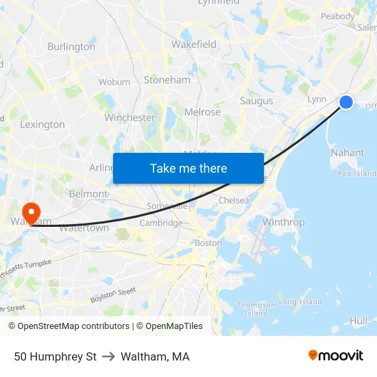 50 Humphrey St to Waltham, MA map