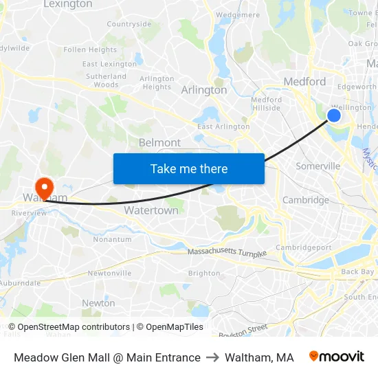 Meadow Glen Mall @ Main Entrance to Waltham, MA map