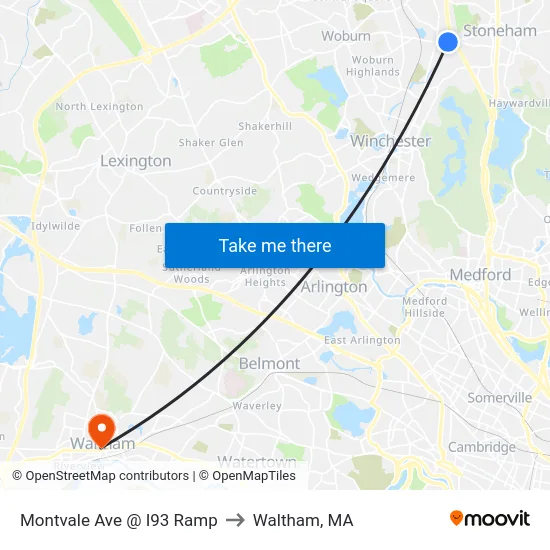 Montvale Ave @ I93 Ramp to Waltham, MA map