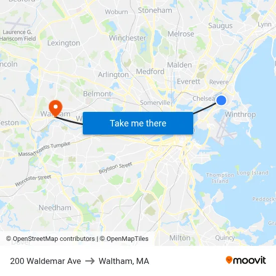 200 Waldemar Ave to Waltham, MA map