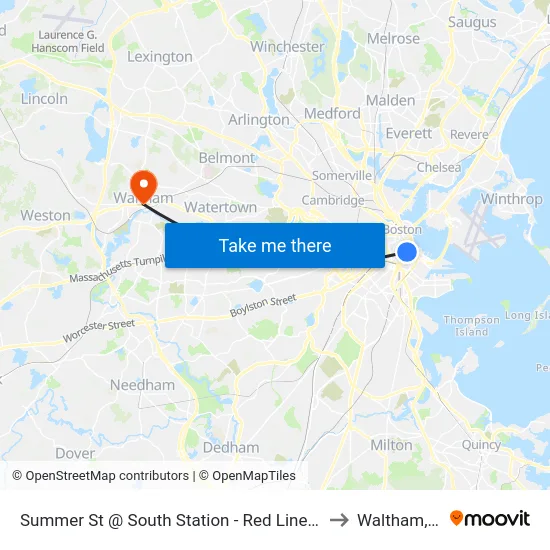 Summer St @ South Station - Red Line Entrance to Waltham, MA map