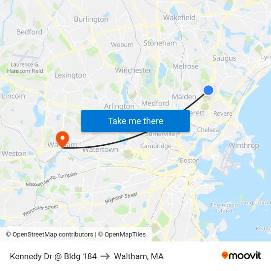 Kennedy Dr @ Bldg 184 to Waltham, MA map