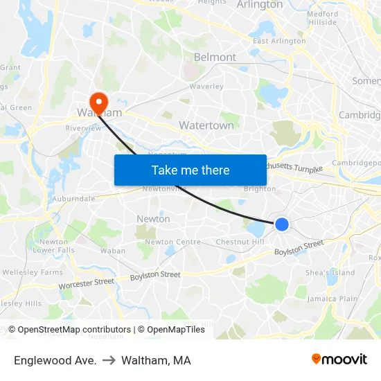 Englewood Ave. to Waltham, MA map