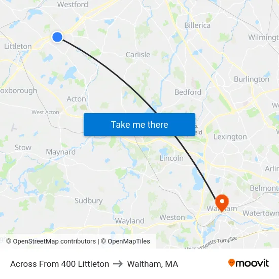 Across From 400 Littleton to Waltham, MA map