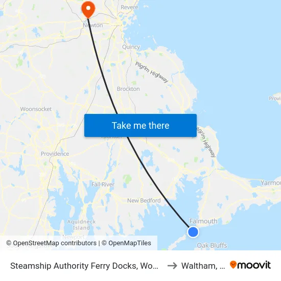Steamship Authority Ferry Docks, Woods Hole to Waltham, MA map