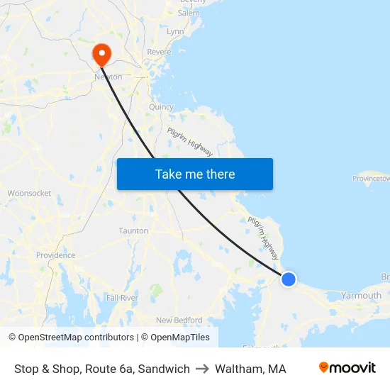 Stop & Shop, Route 6a, Sandwich to Waltham, MA map