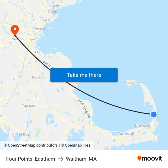 Four Points, Eastham to Waltham, MA map