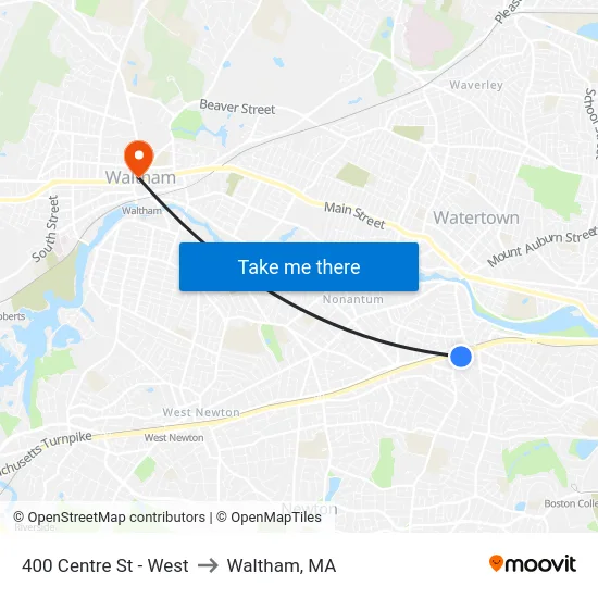 400 Centre St - West to Waltham, MA map