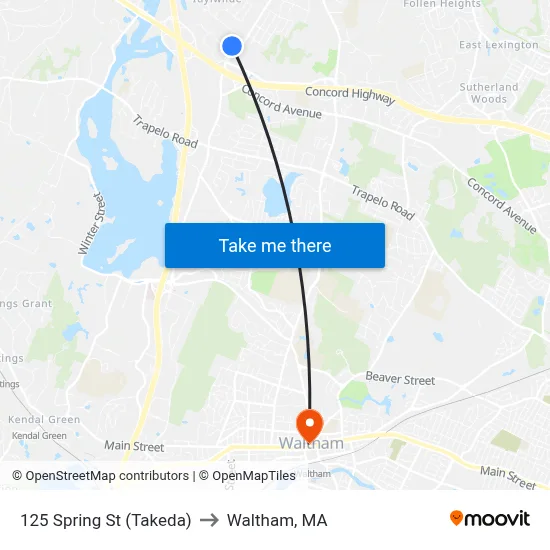 125 Spring St  (Takeda) to Waltham, MA map