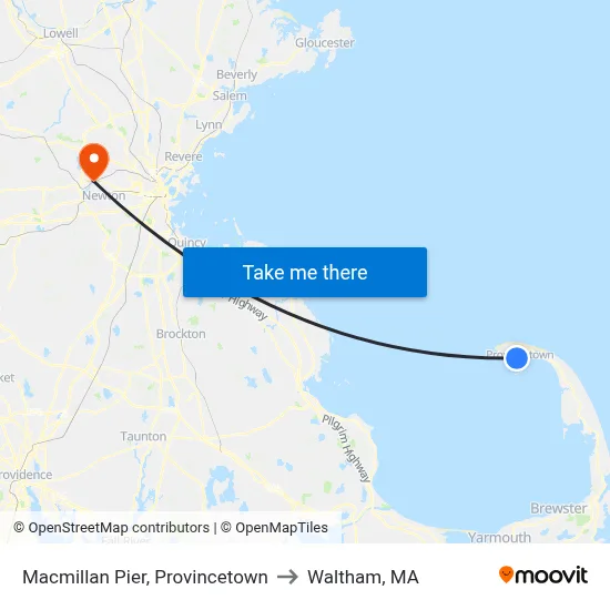 Macmillan Pier, Provincetown to Waltham, MA map