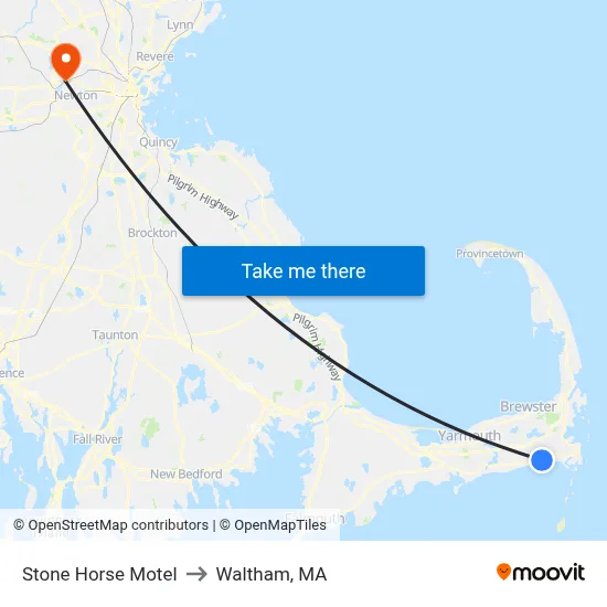 Stone Horse Motel to Waltham, MA map