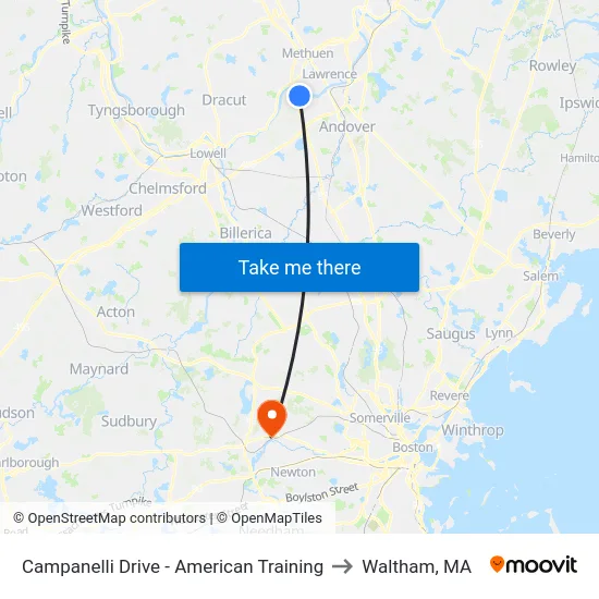 Campanelli Drive - American Training to Waltham, MA map
