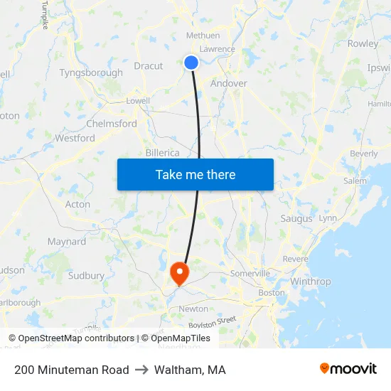 200 Minuteman Road to Waltham, MA map