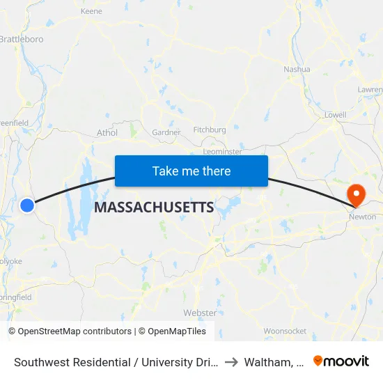 Southwest Residential  / University Drive (S) to Waltham, MA map