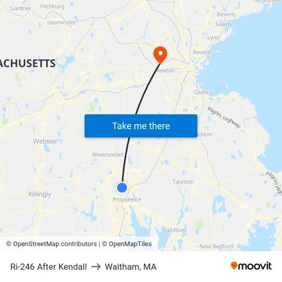 Ri-246 After Kendall to Waltham, MA map