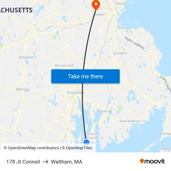 178 Jt Connell to Waltham, MA map