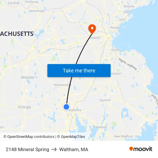2148 Mineral Spring to Waltham, MA map